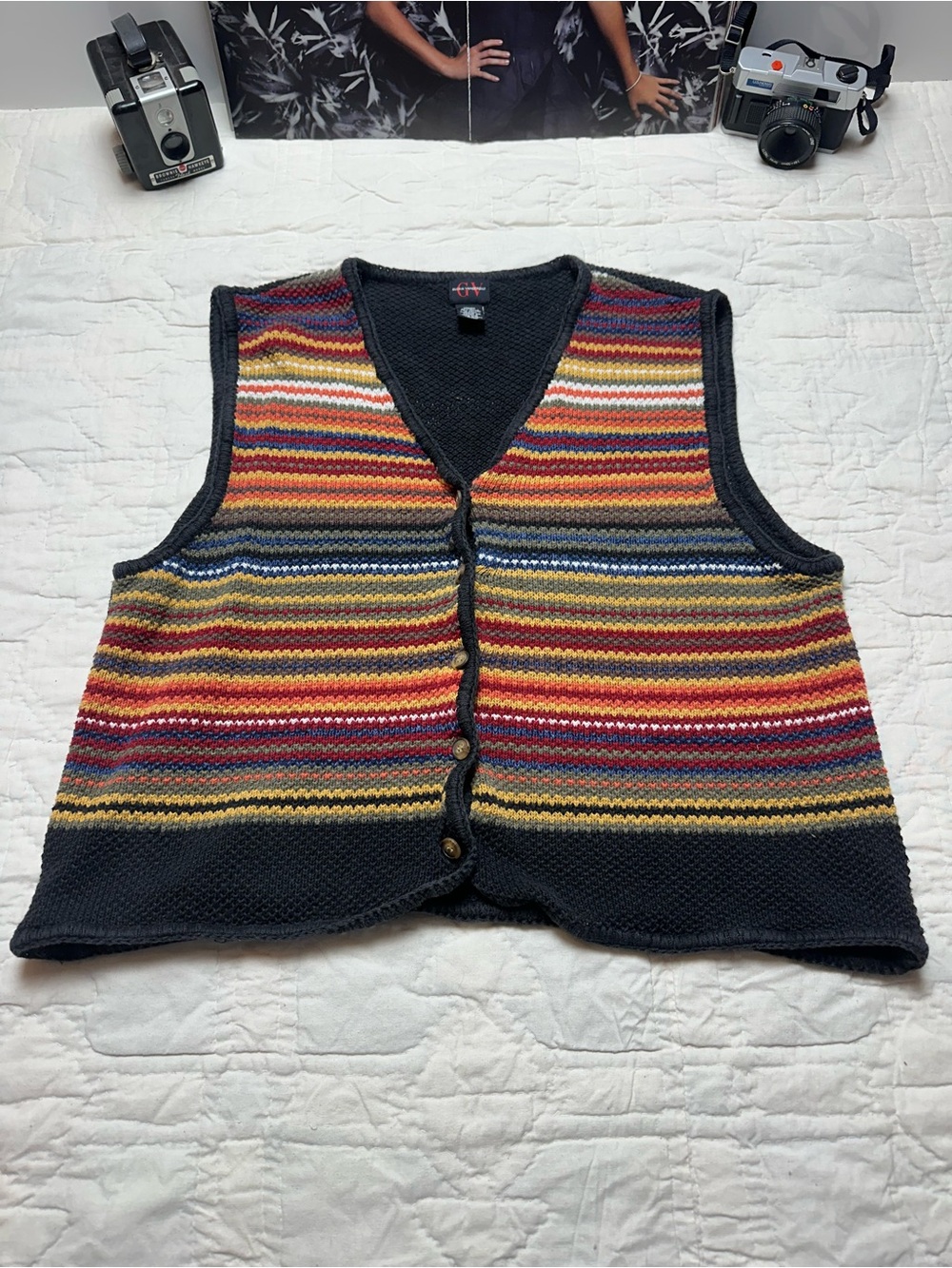 90s Textured Stripe Sweater Vest | Heritage Knit · Gloria Vanderbilt - Picture 2 of 8